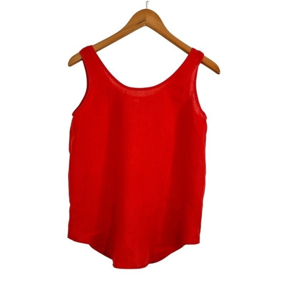 Vtg Baird Irish Handkerchief Linen Red Tank Top Women S Made in USA Resort Wear